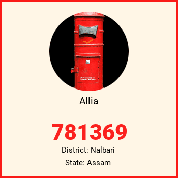 Allia pin code, district Nalbari in Assam