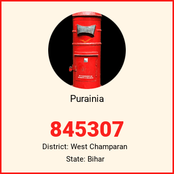 Purainia pin code, district West Champaran in Bihar