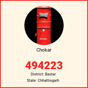 Chokar pin code, district Bastar in Chhattisgarh
