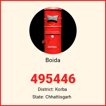 Boida pin code, district Korba in Chhattisgarh