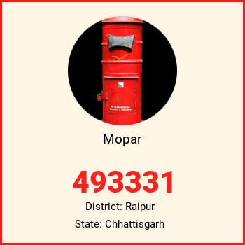 Mopar pin code, district Raipur in Chhattisgarh