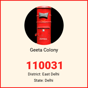 Geeta Colony pin code, district East Delhi in Delhi