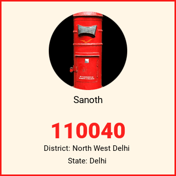 Sanoth pin code, district North West Delhi in Delhi