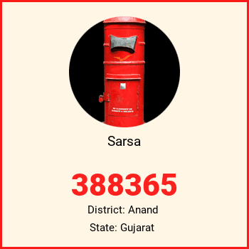 Sarsa pin code, district Anand in Gujarat
