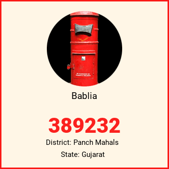 Bablia pin code, district Panch Mahals in Gujarat