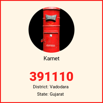 Karnet pin code, district Vadodara in Gujarat