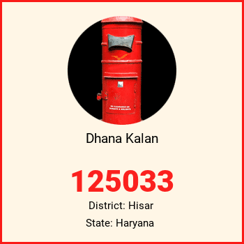 Dhana Kalan pin code, district Hisar in Haryana
