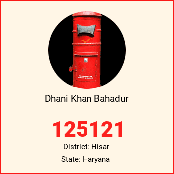 Dhani Khan Bahadur pin code, district Hisar in Haryana