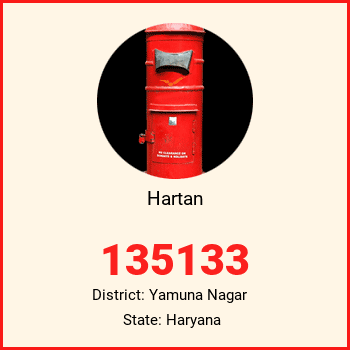 Hartan pin code, district Yamuna Nagar in Haryana