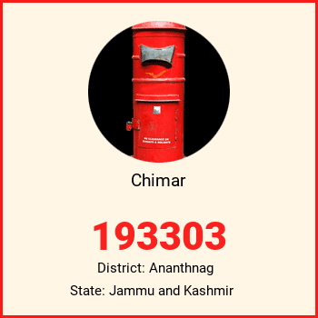 Chimar pin code, district Ananthnag in Jammu and Kashmir