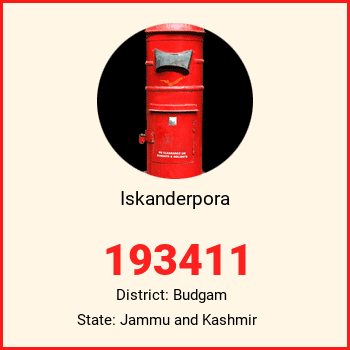 Iskanderpora pin code, district Budgam in Jammu and Kashmir
