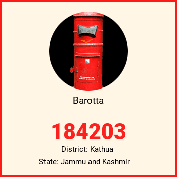 Barotta pin code, district Kathua in Jammu and Kashmir
