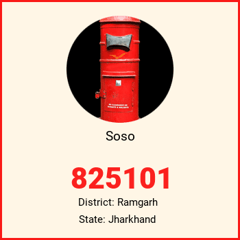 Soso pin code, district Ramgarh in Jharkhand