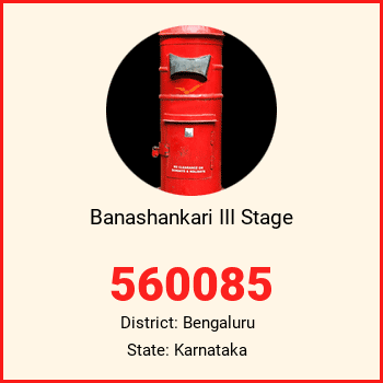 Banashankari III Stage pin code, district Bengaluru in Karnataka