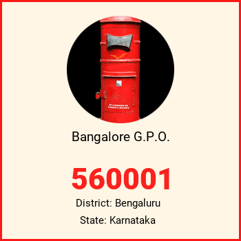 Bangalore G.P.O. pin code, district Bengaluru in Karnataka