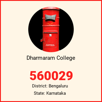 Dharmaram College pin code, district Bengaluru in Karnataka