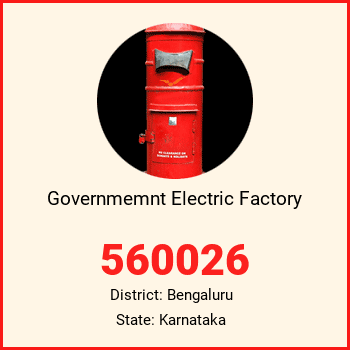Governmemnt Electric Factory pin code, district Bengaluru in Karnataka
