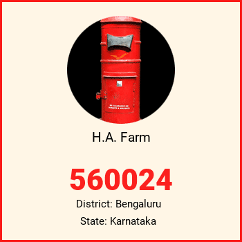 H.A. Farm pin code, district Bengaluru in Karnataka