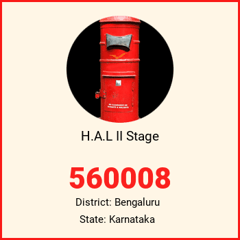 H.A.L II Stage pin code, district Bengaluru in Karnataka