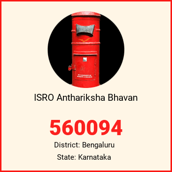 ISRO Anthariksha Bhavan pin code, district Bengaluru in Karnataka