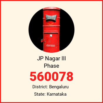 JP Nagar III Phase pin code, district Bengaluru in Karnataka