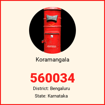 Koramangala pin code, district Bengaluru in Karnataka