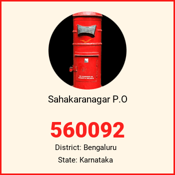 Sahakaranagar P.O pin code, district Bengaluru in Karnataka