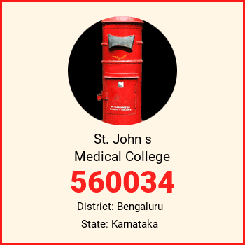 St. John s Medical College pin code, district Bengaluru in Karnataka