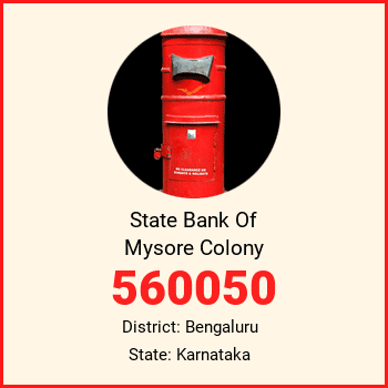 State Bank Of Mysore Colony pin code, district Bengaluru in Karnataka