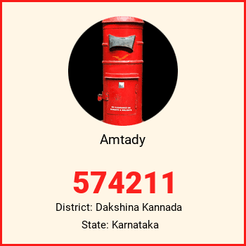Amtady pin code, district Dakshina Kannada in Karnataka