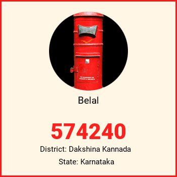 Belal pin code, district Dakshina Kannada in Karnataka