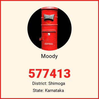 Moody pin code, district Shimoga in Karnataka