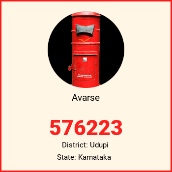 Avarse pin code, district Udupi in Karnataka