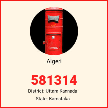 Algeri pin code, district Uttara Kannada in Karnataka