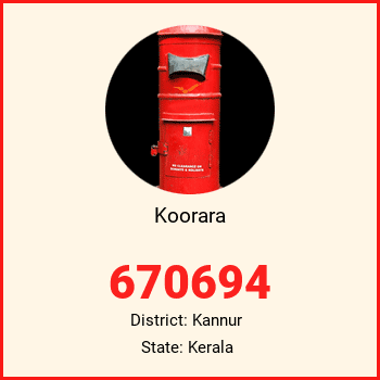 Koorara pin code, district Kannur in Kerala