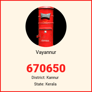Vayannur pin code, district Kannur in Kerala