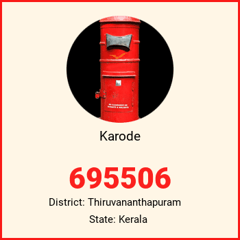 Karode pin code, district Thiruvananthapuram in Kerala