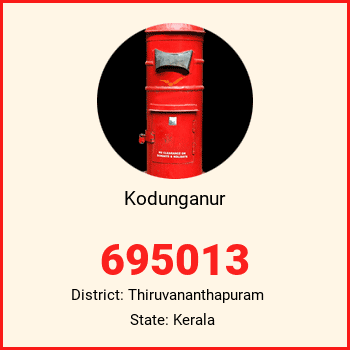 Kodunganur pin code, district Thiruvananthapuram in Kerala
