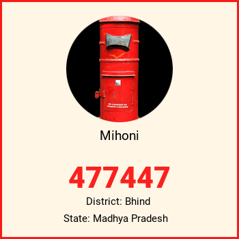 Mihoni pin code, district Bhind in Madhya Pradesh