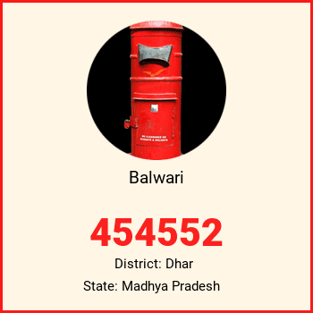 Balwari pin code, district Dhar in Madhya Pradesh