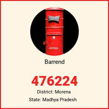 Barrend pin code, district Morena in Madhya Pradesh