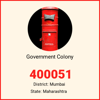 Government Colony pin code, district Mumbai in Maharashtra