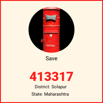 Save pin code, district Solapur in Maharashtra