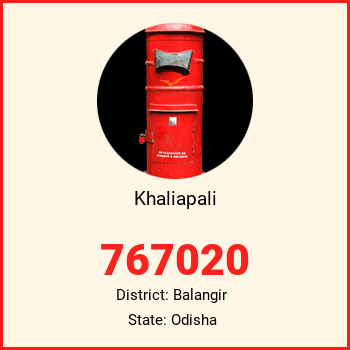 Khaliapali pin code, district Balangir in Odisha