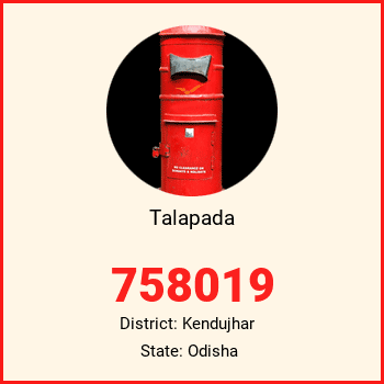 Talapada pin code, district Kendujhar in Odisha