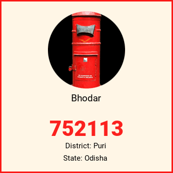 Bhodar pin code, district Puri in Odisha
