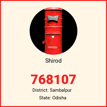 Shirod pin code, district Sambalpur in Odisha