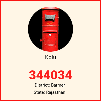 Kolu pin code, district Barmer in Rajasthan