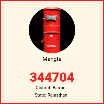 Mangta pin code, district Barmer in Rajasthan