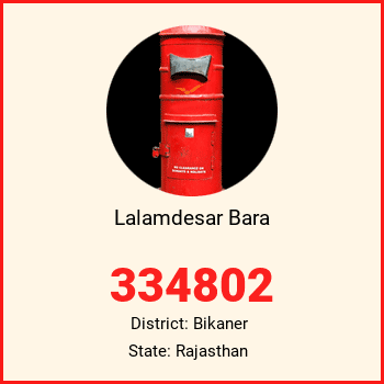 Lalamdesar Bara pin code, district Bikaner in Rajasthan